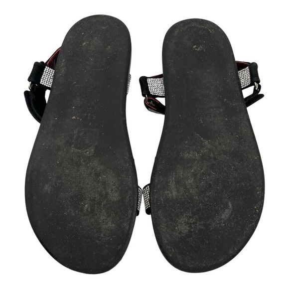 Staud Betty Rhinestone Black Leather Sporty Outdoor Sandals Womens 40 - Picture 12 of 14